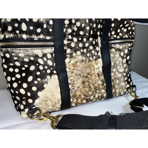 Henri Bendel Jetsetter Backpack Calf Hair Leopard Black Cream PROJECT READ - Picture 5 of 16